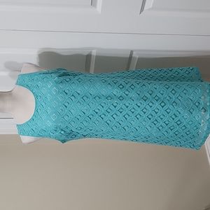 APT 9 TURQUOISE LACE OVERLAY LINED A-LINE DRESS SZ M GREAT CONDITION